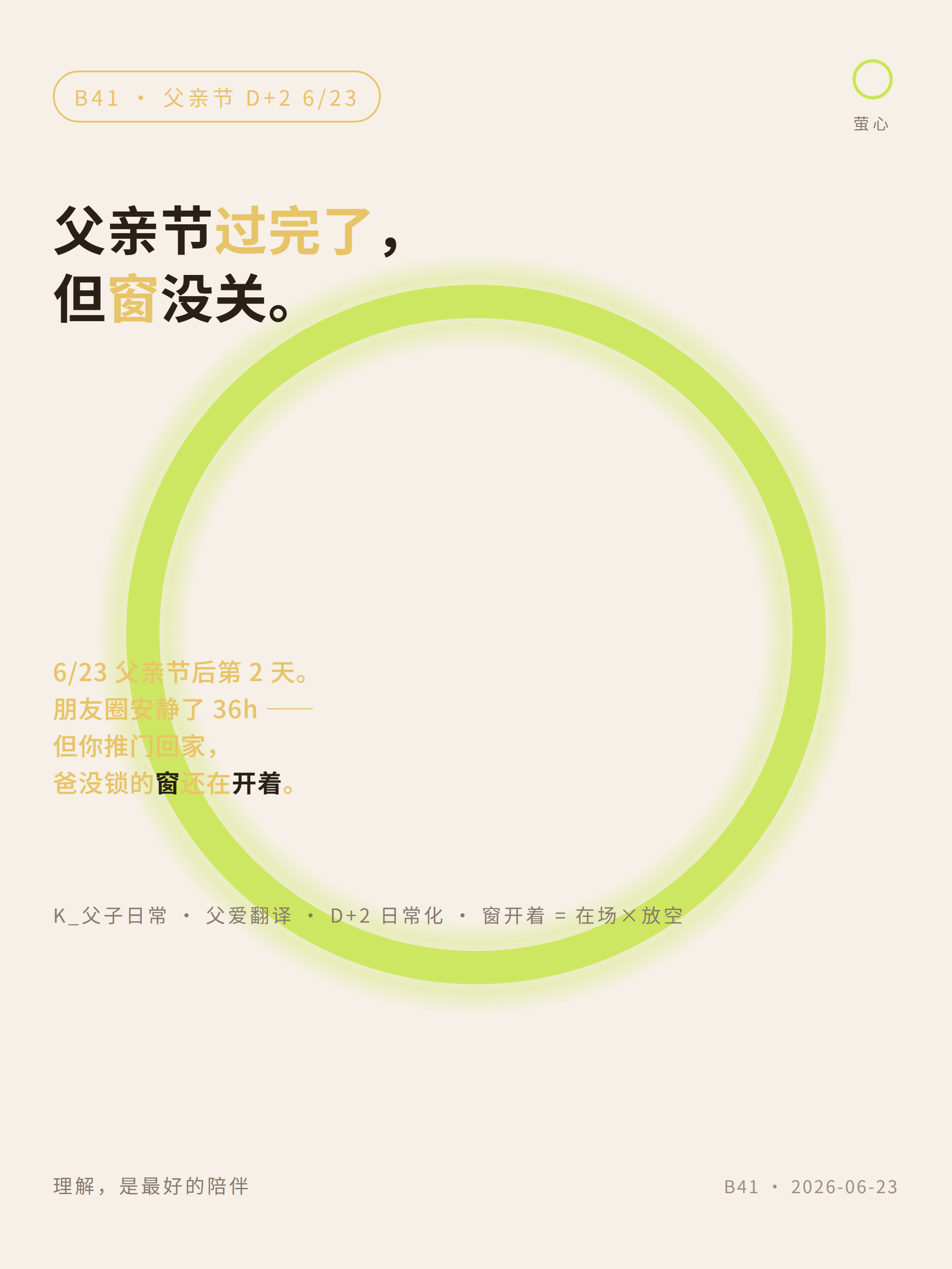 B41 01 封面 · 父亲节过完了，但窗没关